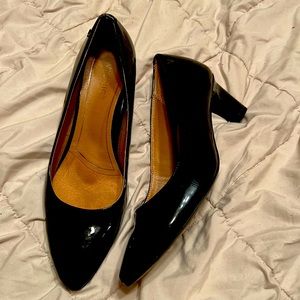 Vionic Mia Heels Pump Black Patent Faux Leather Cushioned Women's Size 8.5
